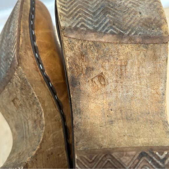 MIA Vintage Brown Leather Woven Wooden Clog Slip-On Women’s Size 40 EU/ 9.5 US - Picture 7 of 8
